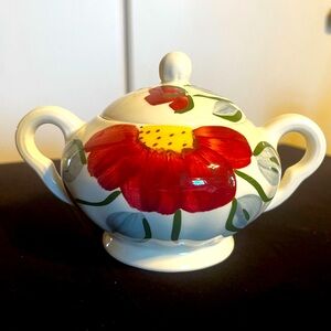 Vintage Blue Ridge Southern Potteries Becky Pattern Lidded Sugar Bowl